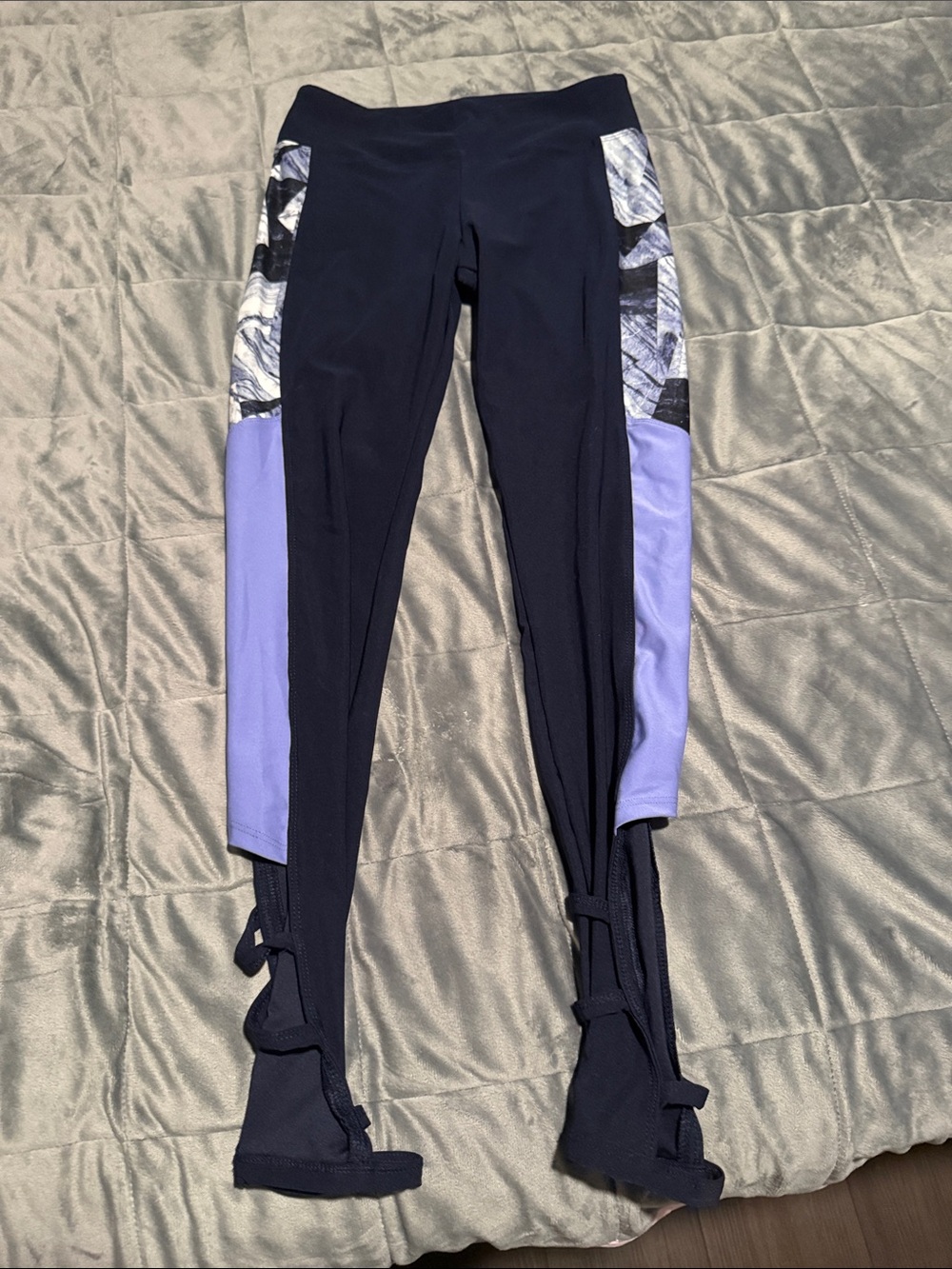 Marika Navy Workout Leggings with Subtle Black Stitching
